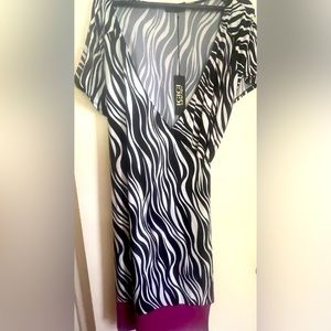 Zebra print short sleeve wrap dress